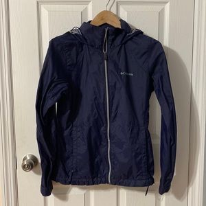Columbia navy windbreaker raincoat running coat Sz M